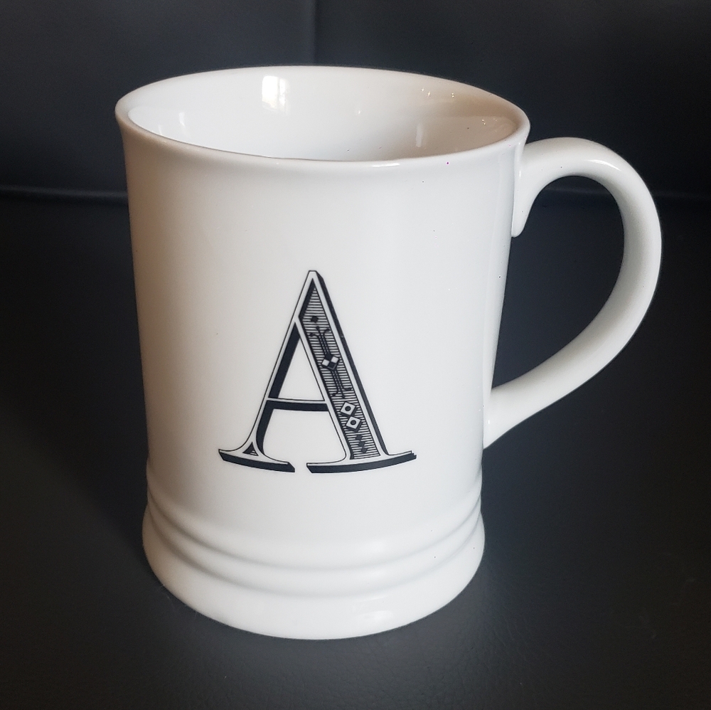 White Monogrammed Mug Letter A